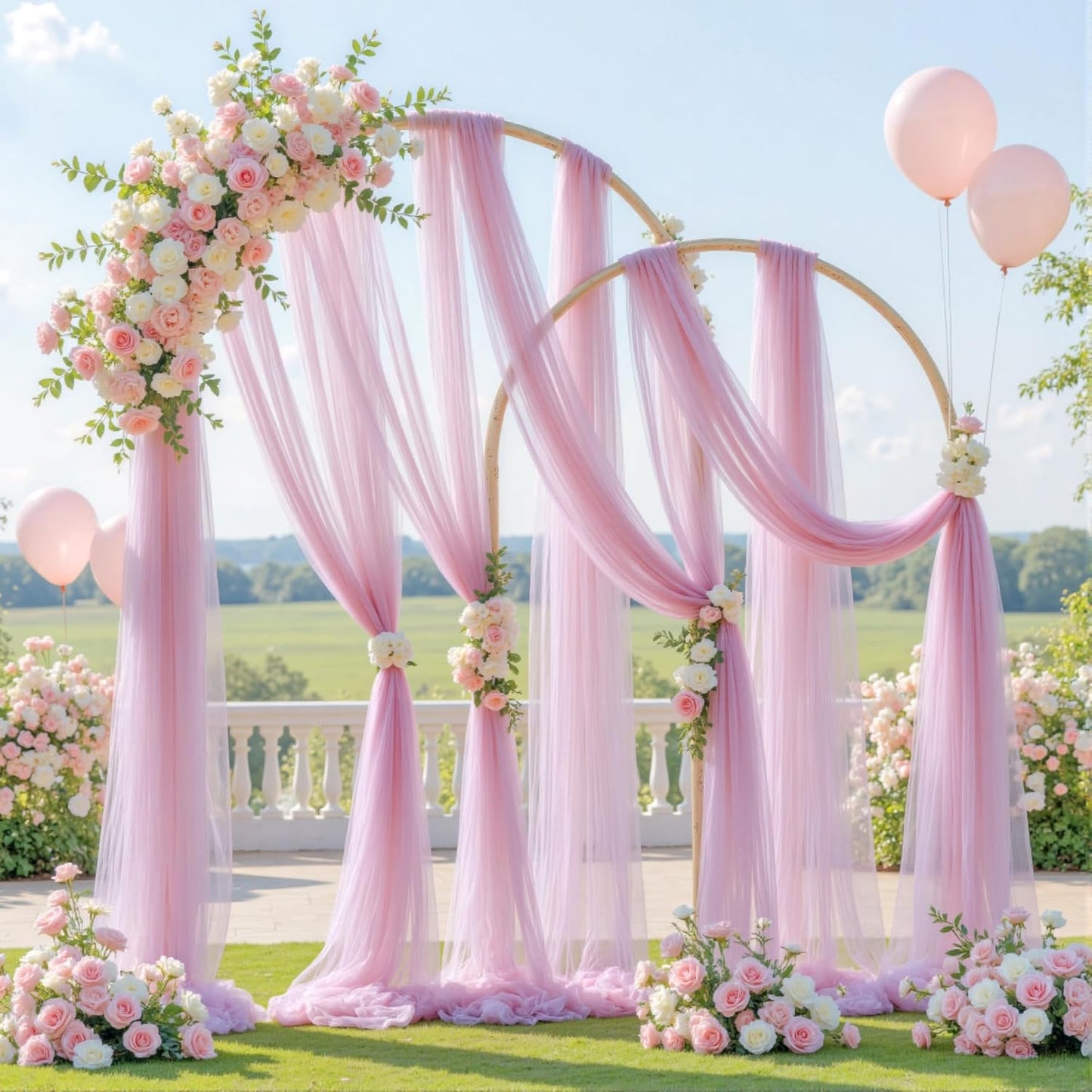 Wedding Arch Draping Fabric Backdrop 2 Panel 60" x 26Ft Dusty Rose Drapes Curtains for Wedding Reception Sheer Tulle Backdrop Curtain for Ceremony Birthday Party Baby Shower Arbor Ceiling Decorations