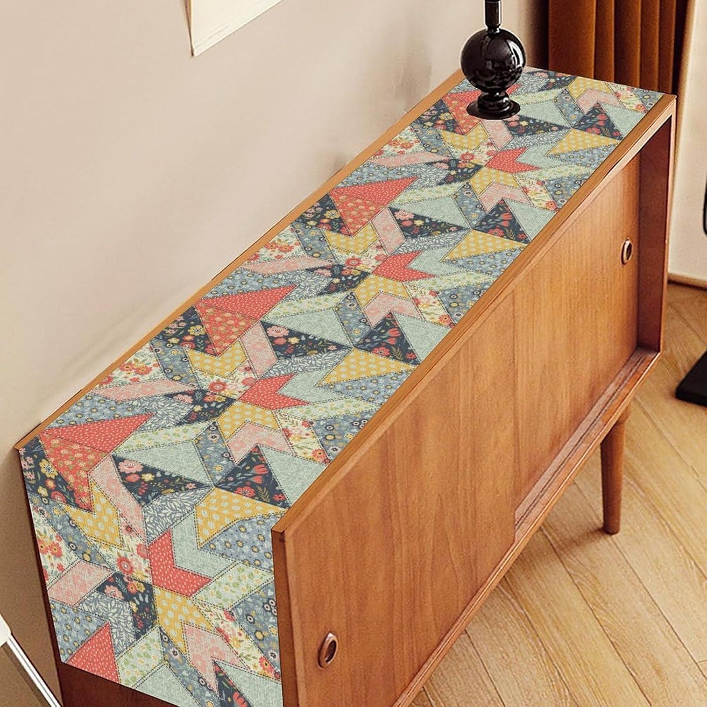 Boho Patchwork Table Runner, Vintage Farmhouse Colorful Wildflowers Bohemian Paisley Flower Table Center Decor for Home Kitchen Dining Patio Holiday Party Indoor Table Decorations, 13"x90" Inch