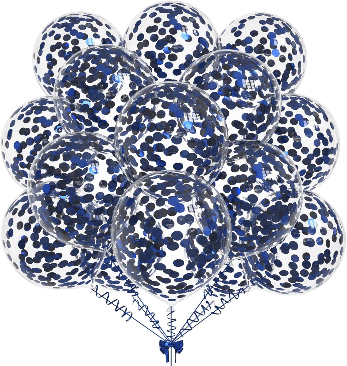 50pcs Navy Blue Foil Confetti Balloons,12 inch Latex Balloon with Navy Blue Confetti Inside for Birthday Family Party Wedding Party Baby Shower Decoration Supplies