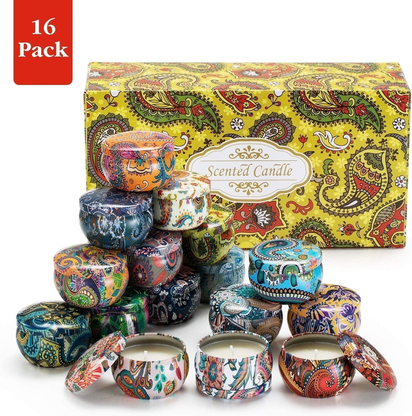 Set 16 Pack Scented Candles Gifts Soy Wax Travel Tin Jar Candles for Home 2.5 OZ Scented Candles for Mom for Christmas, Birthday, Thanksgiving, Mother's Day…