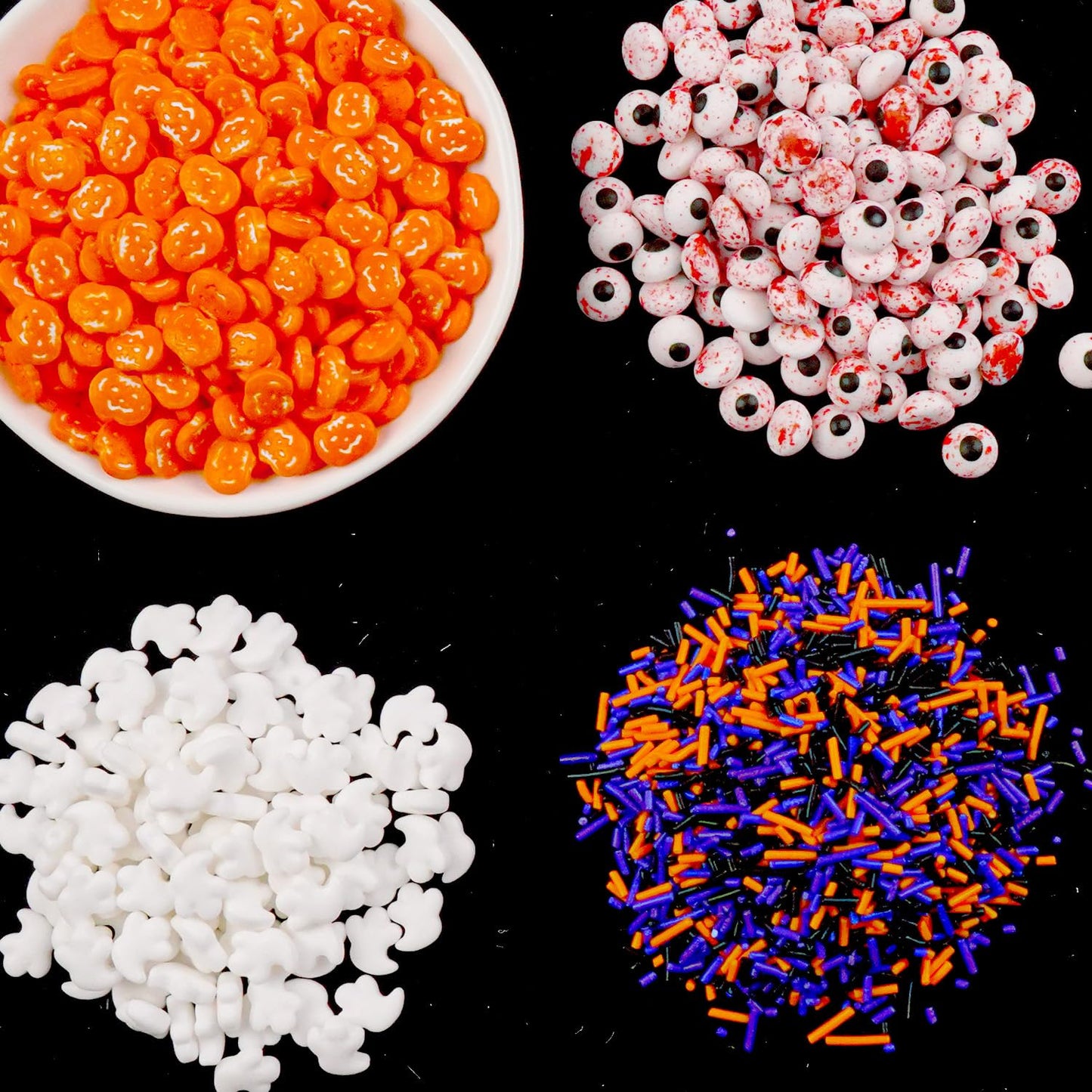 Halloween Sprinkles for Cake Decorating, Edible Candy Eyeballs, Pumpkin Sugar Sprinkles Mix, 160g/5.64oz, Perfect for Cake Decoration, Cupcake Decorations Ice Cream Toppings