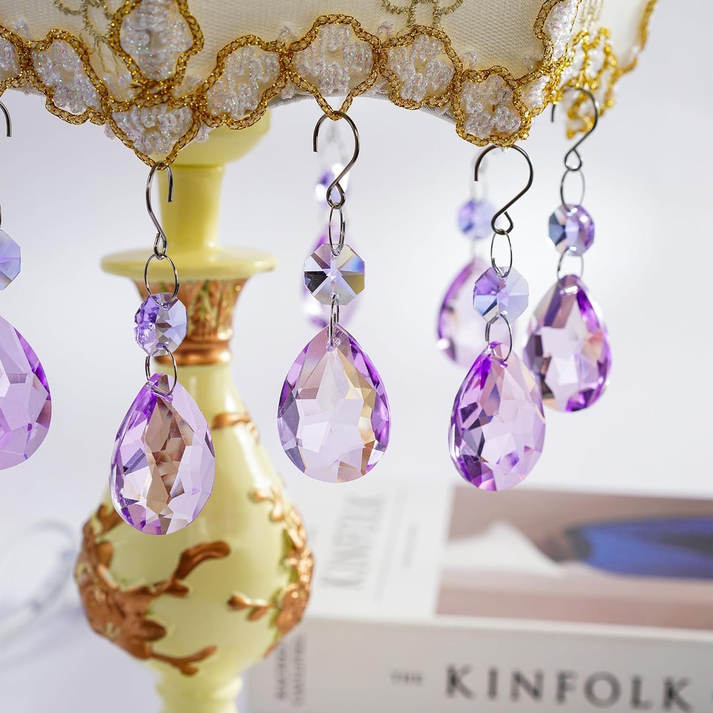 H&D HYALINE & DORA 3Inch Crystal Suncatcher Bauhinia Prisms Pendants 10Pcs Chandelier Crystals Replacement Hanging Sun Catcher Beads for DIY Arts Crafts Decor (Purple)