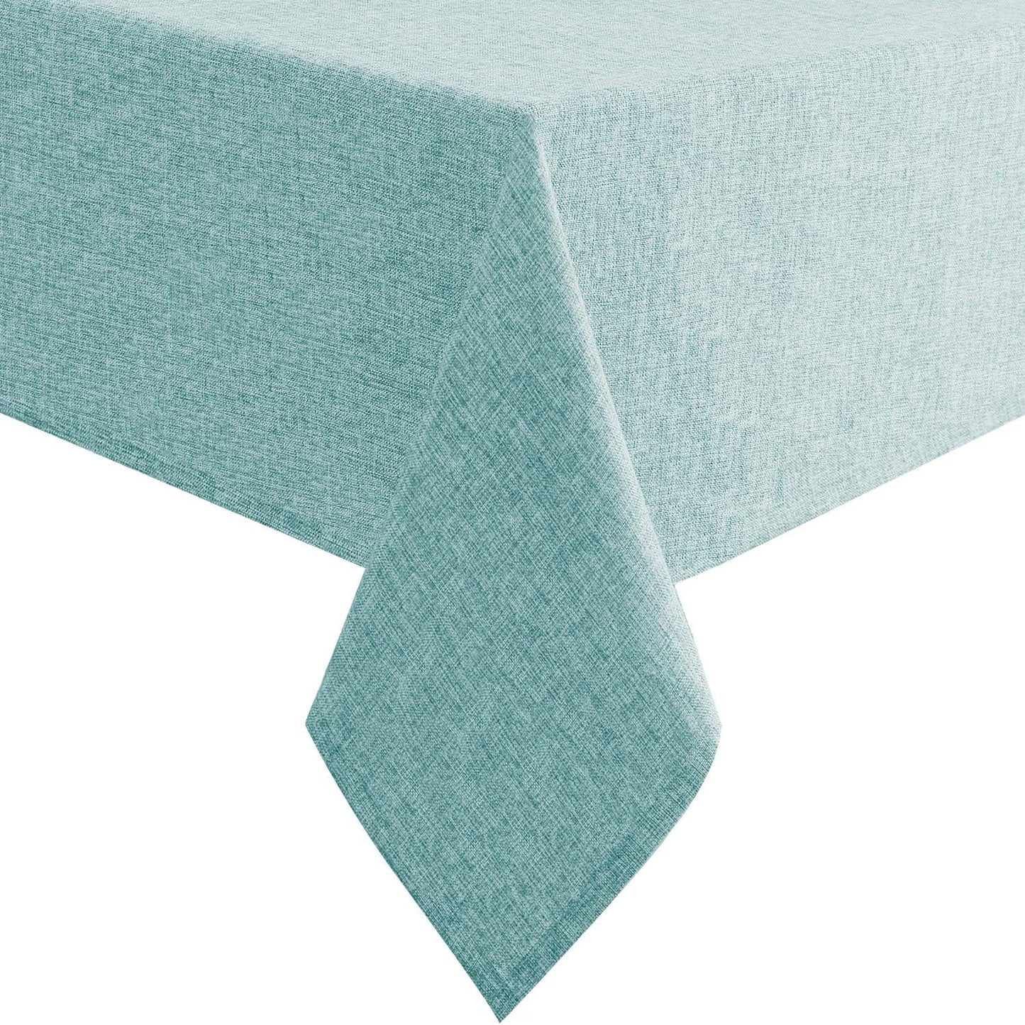 Hiasan Faux Linen Rectangle Tablecloth - Wrinkle and Stain Resistant Washable Table Cloth for Kitchen Dining Room Holiday Table Cover for Party Dinner, Aqua, 90 x 132 Inch