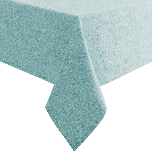Hiasan Faux Linen Rectangle Tablecloth - Wrinkle and Stain Resistant Washable Table Cloth for Kitchen Dining Room Holiday Table Cover for Party Dinner, Aqua, 90 x 156 Inch