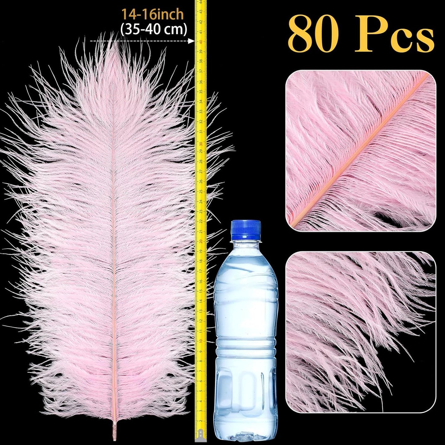 80 Pcs Large Natural Ostrich Feathers Plumes 14-16 Inch Bulk for DIY Crafts Wedding Party Centerpiece Vase