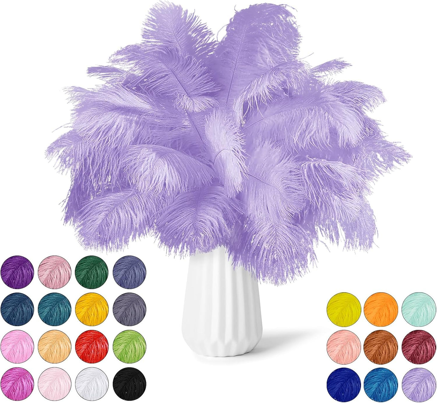 NEWONG 30pcs Light Purple Ostrich Feathers Natural Bulk 8-10in（20-25cm） Vase Craft Wedding Home Party Centerpieces Christmas Day Decoration