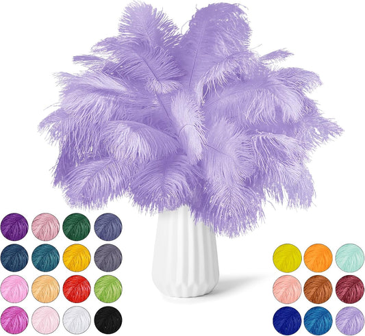 NEWONG 30pcs Light Purple Ostrich Feathers Natural Bulk 9-12in（23-30cm） Vase Craft Wedding Home Party Centerpieces Christmas Day Decoration