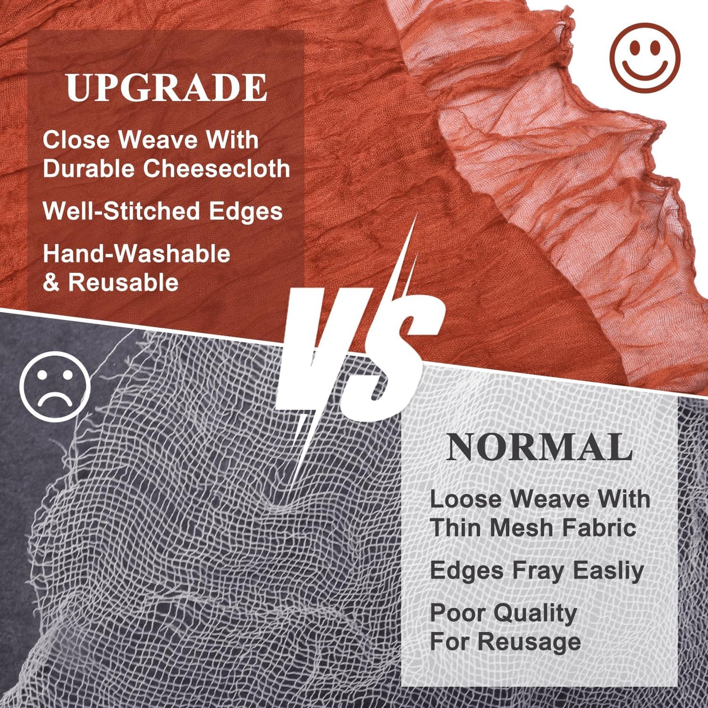 Asee'm 4pcs Cheesecloth Table Runner 120 Inches Long Terracotta Boho Gauze Cheese Cloth Runner 10FT Rustic Sheer Fall Table Runners for Thanksgiving Christmas Wedding Party Baby Shower Decoration