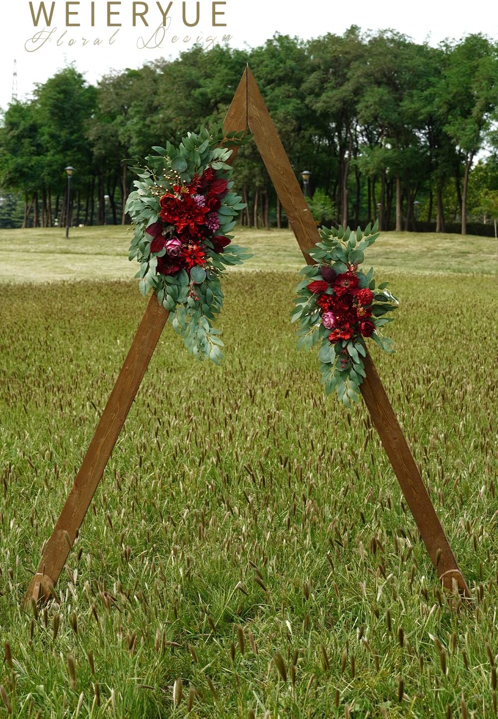 Artificial Wedding Arch Flowers Kit(Pack of 2) for Wedding Arch, Bridal Shower, Ceremony and Reception Backdrop Decoration (Burgundy)