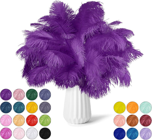 NEWONG 30pcs Purple Ostrich Feathers Natural Bulk 11-14inch(28-35cm) Vase Craft Wedding Home Party Centerpieces Christmas Day Decoration