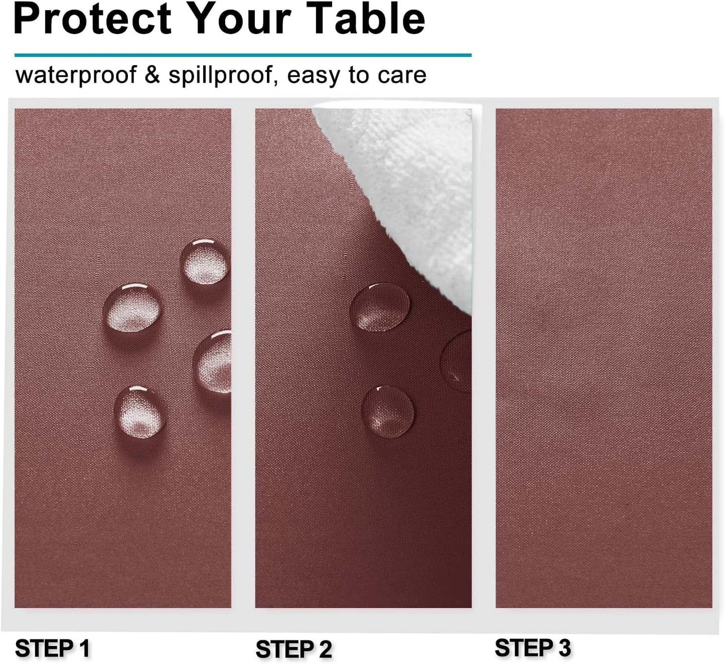 Hiasan Dusty Rose Tablecloth for Rectangle Tables - Waterproof and Spillproof Washable Fabric Table Cloth for Dining Room Kitchen Party, 60 x 102 Inch