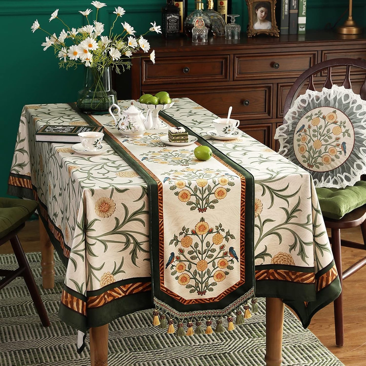 Velvet French Table Runner Farmhouse for Home Kitchen Dining Decor Parties Family Dinners Wedding 12"*118"