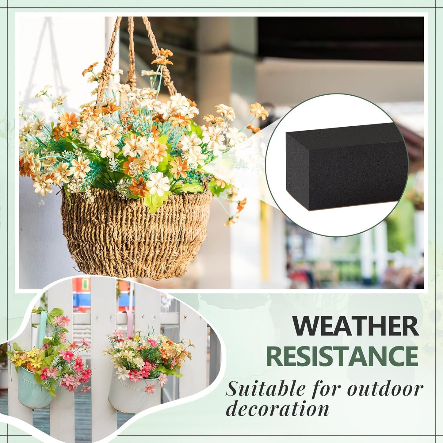 Lallisa 12 Pcs Reusable Floral Foam Blocks Water Weather Resistant Dry Floral Foam for Artificial Flower Arrangements Outdoor Flower Boxes Outside Hanging Planters Wedding Home Decor (9 x 3 x 3")