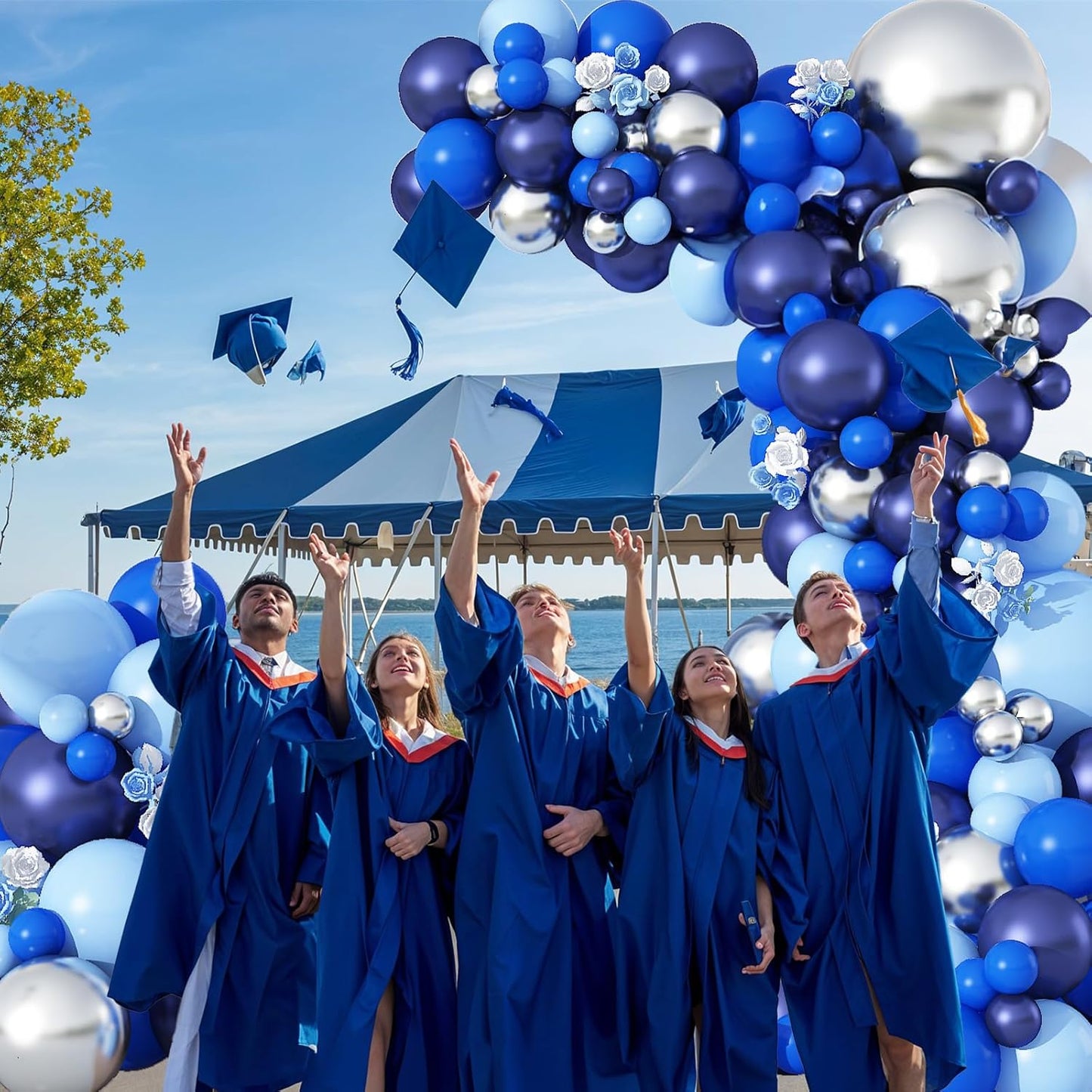 Blue Balloon Arch Kit 110Pcs Navy Blue and Silver Balloons Garland Kit Pastel Macaron Light Dark Blue Birthday Party Balloons for Kids Boys Men Cowboys Baby Shower Wedding Graduation Decorations