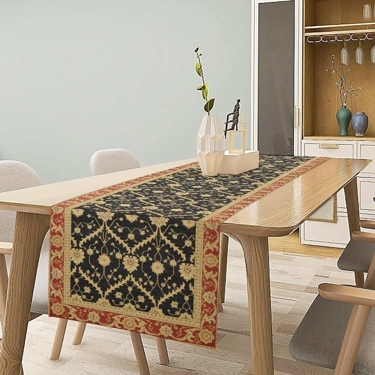 Vintage Morris Floral Table Runner, Boho Rustic Farmhouse Flower Pattern for Home Kitchen Table Decor Dining Coffee Room Party Decor 13x72in