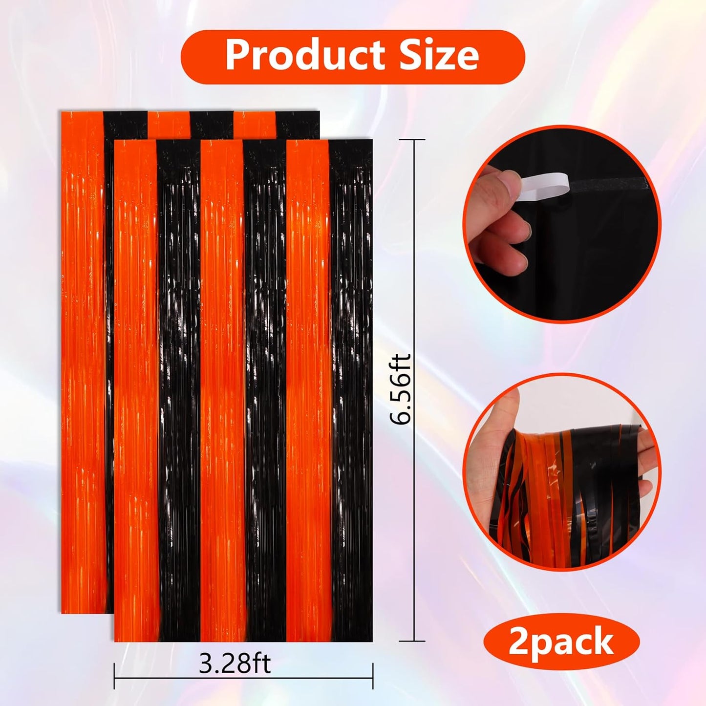 BEISHIDA Black Bronze Door Streamers Backdrop Foil Fringe Tinsel Party Streamers Curtains Photo Backdrop - 2Pcs for Birthday Graduation Halloween Party Decoations