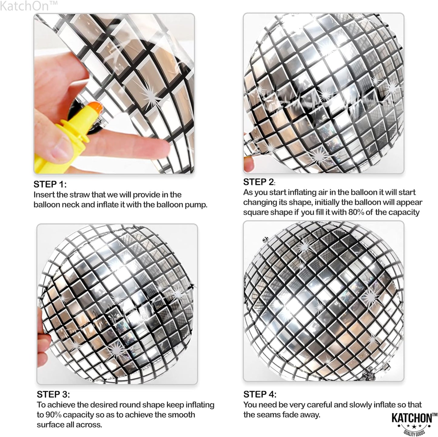 KatchOn, Big Silver Disco Ball Balloons - 22 Inch, Pack of 6 Disco Party Decorations | 4D Sphere Disco Balloons for Disco Bachelorette Party Decorations | Silver Birthday Decorations