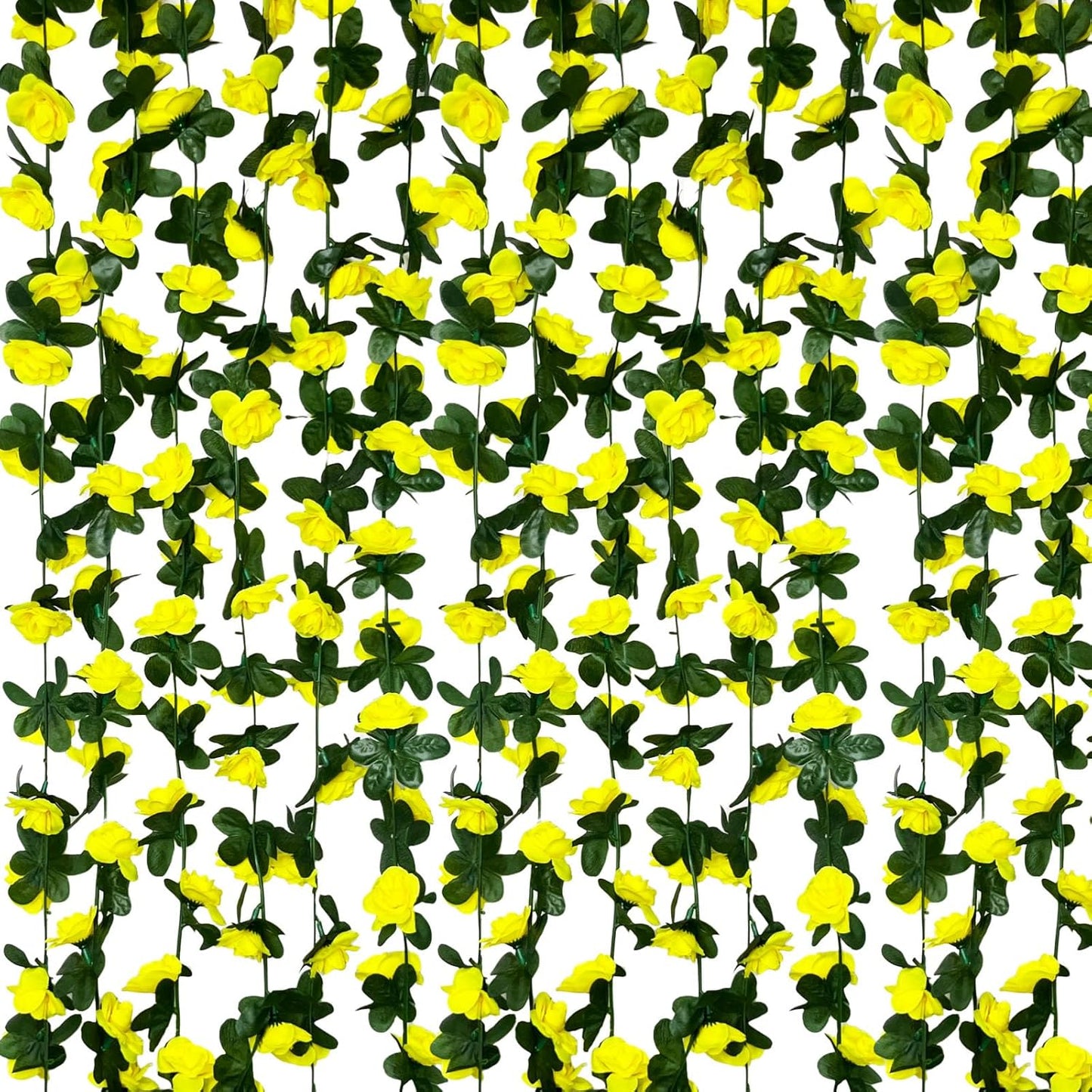 16Pcs 126Ft Yellow Rose Garland, Fake Rose Hanging Flowers, Artificial Flower Vine, Hanging Floral Vine Garland for Wedding, Birthday Party, Wall Arch, Halloween, Christmas Garden Backdrop Decor