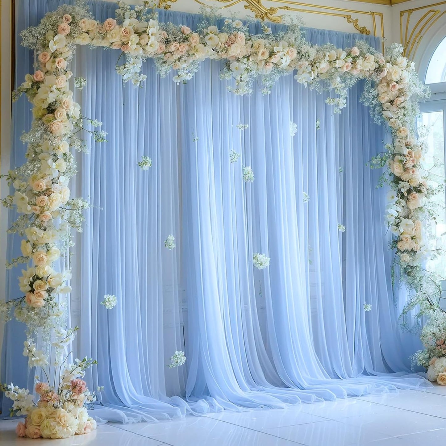Baby Blue Tulle Backdrop Curtain for Baby Shower Boys Birthday Party Baby Blue Sheer Backdrop Curtains Drapes for Parties Photoshoot Background Decorations 2 Panels 5ft X 8 ft