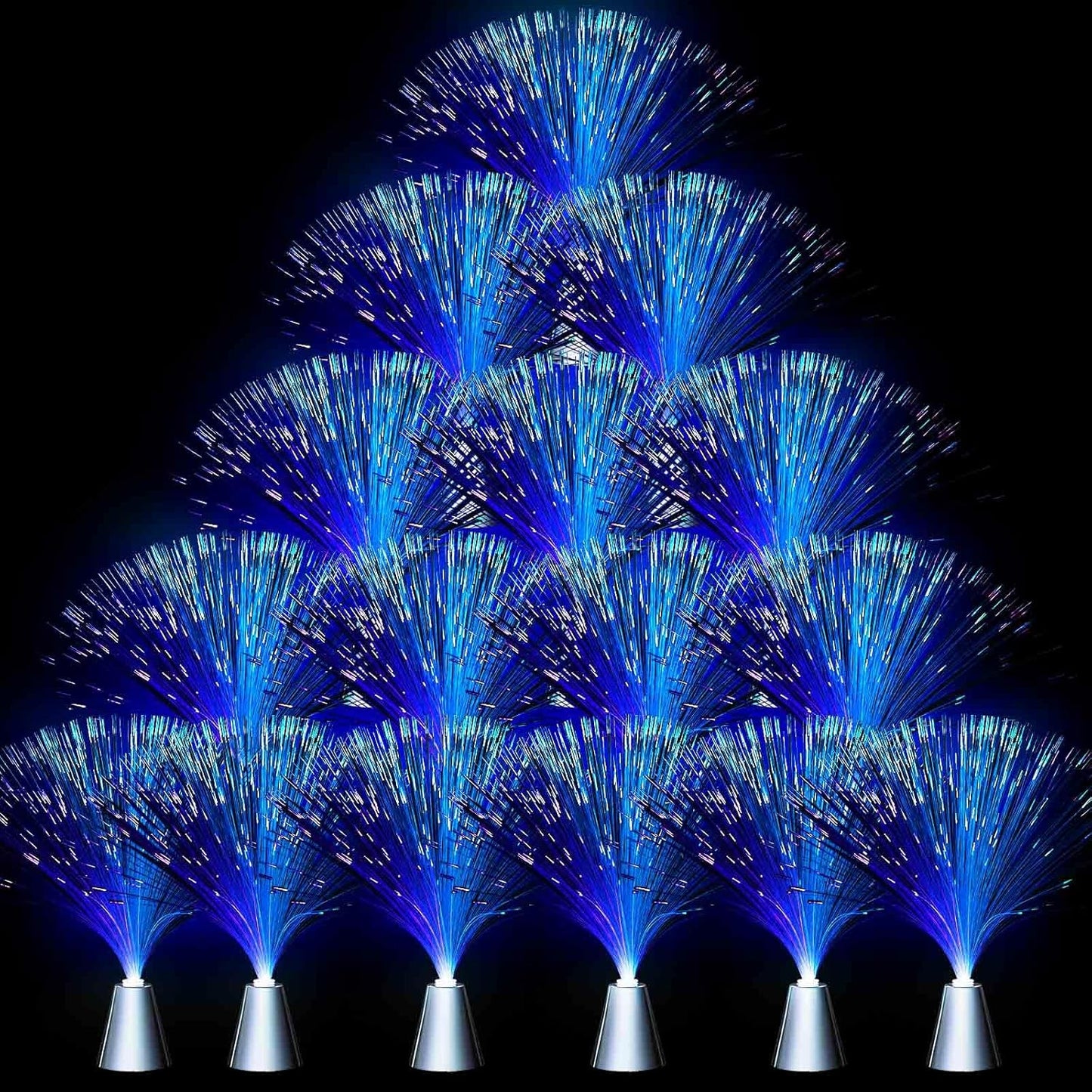 Patelai 16 Pcs LED Fiber Optic Lamp Color Changing Fiber Optic Night Light with Multicolor Glow Decorative Table Centerpiece for Sensory Bedroom Halloween Party Holiday Decorations (Stylish,Blue)