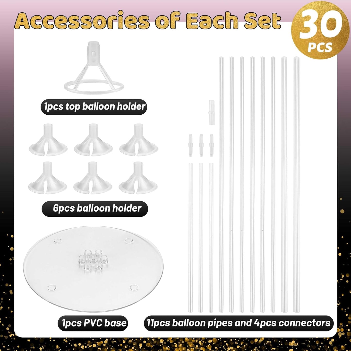 JOYYPOP 30 Sets Balloon Stand Kit, Balloon Sticks with Base Birthday Graduation Party Decorations Wedding