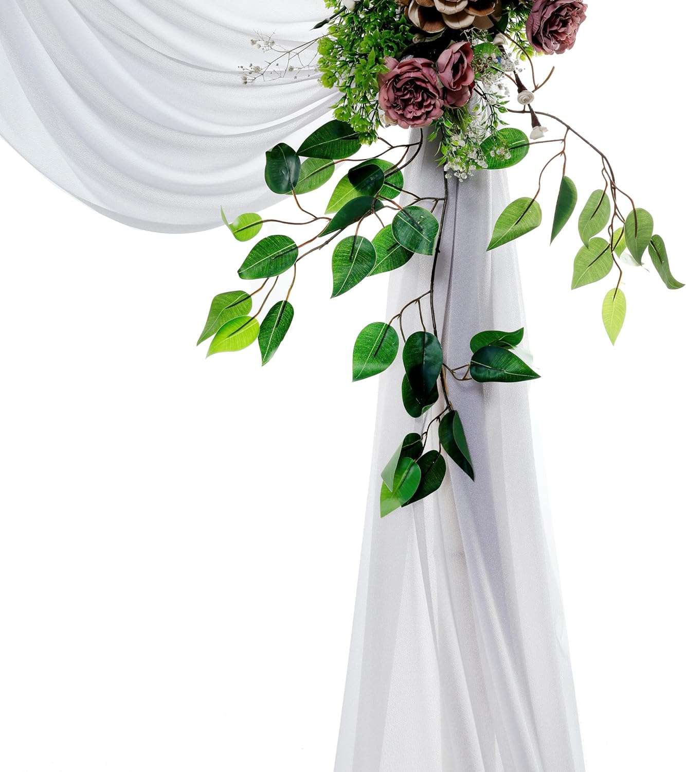 VDS Pack of 2 Panel (30 Inch X 20 Feet) Wedding Arch Draping Fabric Sheer Chiffon Fabric Drapery for Wedding Ceremony Reception Swag Backdrop Canopy Chuppah ARBO Altars Decoration (Cool Grey)