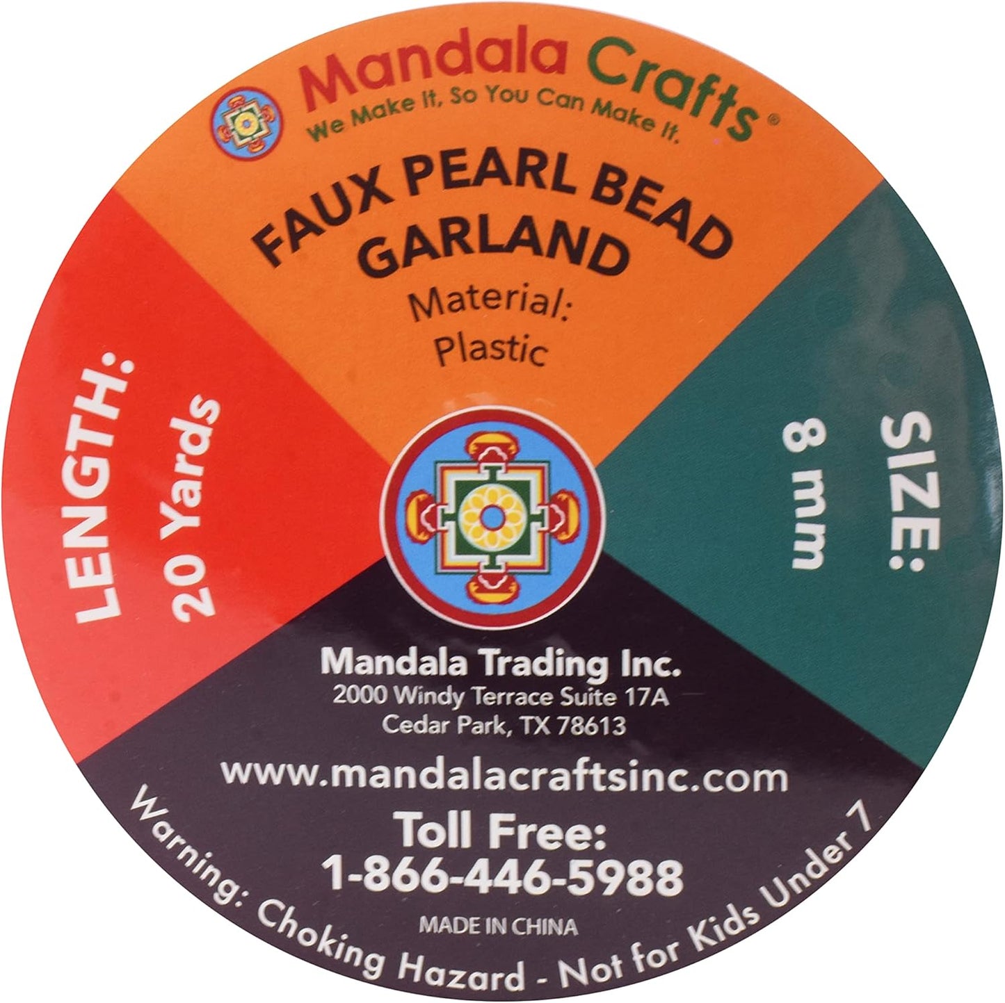 Mandala Crafts 8mm Faux Pink Pearl Beads Roll - 20 Yards Strand of Fake Pearls Chain Garlands Spool String for Christmas Tree, Wedding, Party, Vases, DIY Decoration