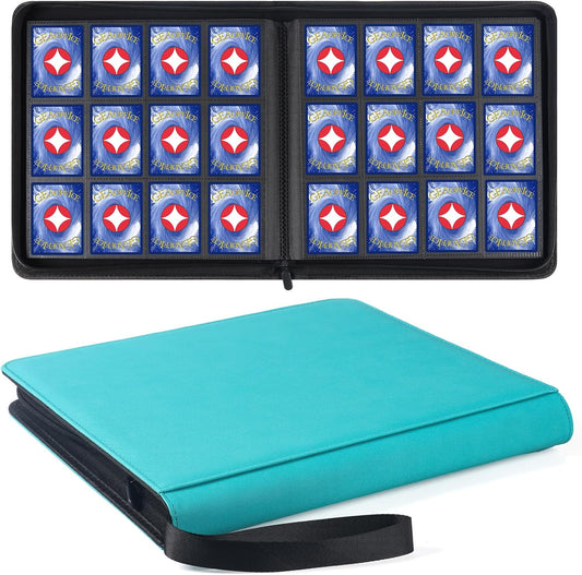 GEAoffice 12 Pocket Card Binder Side Loading Holds 720 Cards, Ringless Trading Card Collection Binder Album Folder for MTG, TCG, Game & Sports Cards, Non-PVC, Turquoise