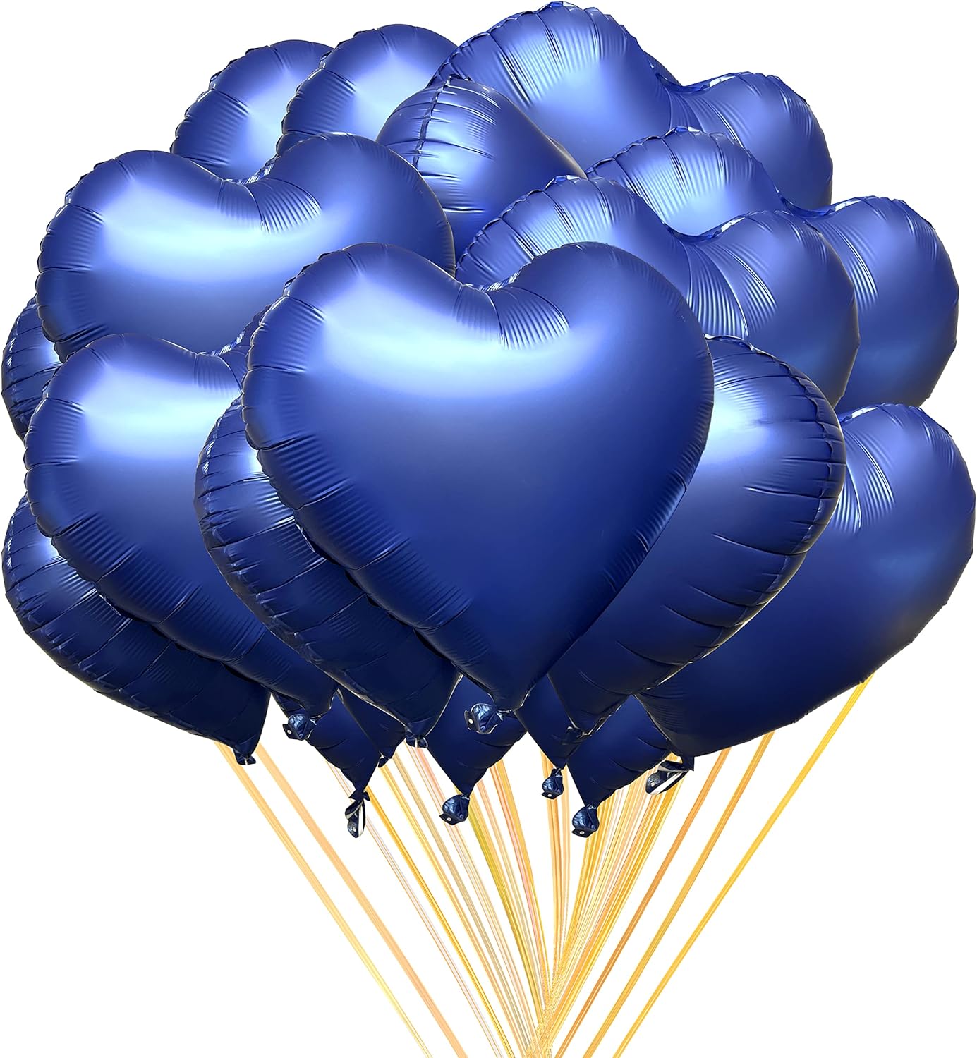 Jonhamwelbor 20Pcs 18 inch Metallic Blue Foil Mylar Heart Shape Balloons Decorations Valentines Birthday Wedding Baby Shower Party (Metallic Blue)