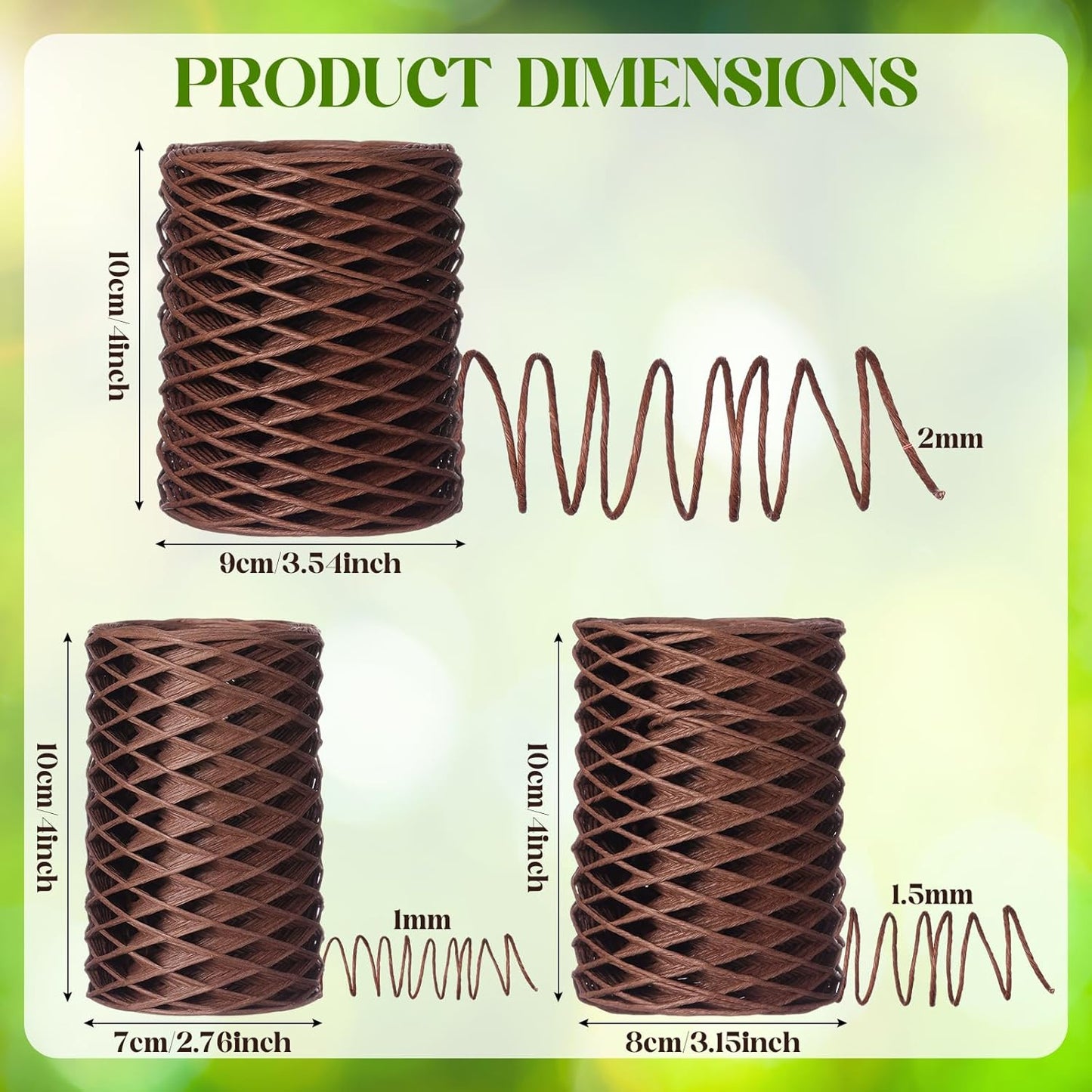3 Roll 164 Feet Floral Wire Rustic Vine Bind Wire, Three Different Sizes for Flower Bouquets, Wreath Making, Gift Wrapping, and DIY Craft Projects (Dark Brown)