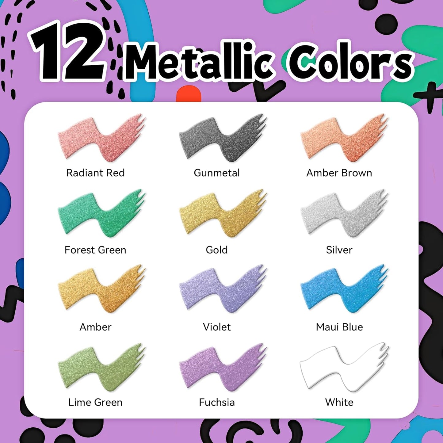 12 Metallic Colors Jumbo Markers, 15mm Jumbo Felt Tip, Acrylic Paint Markers for Rock Painting, Poster, Stone, Ceramic, Glass, Wood, Canvas