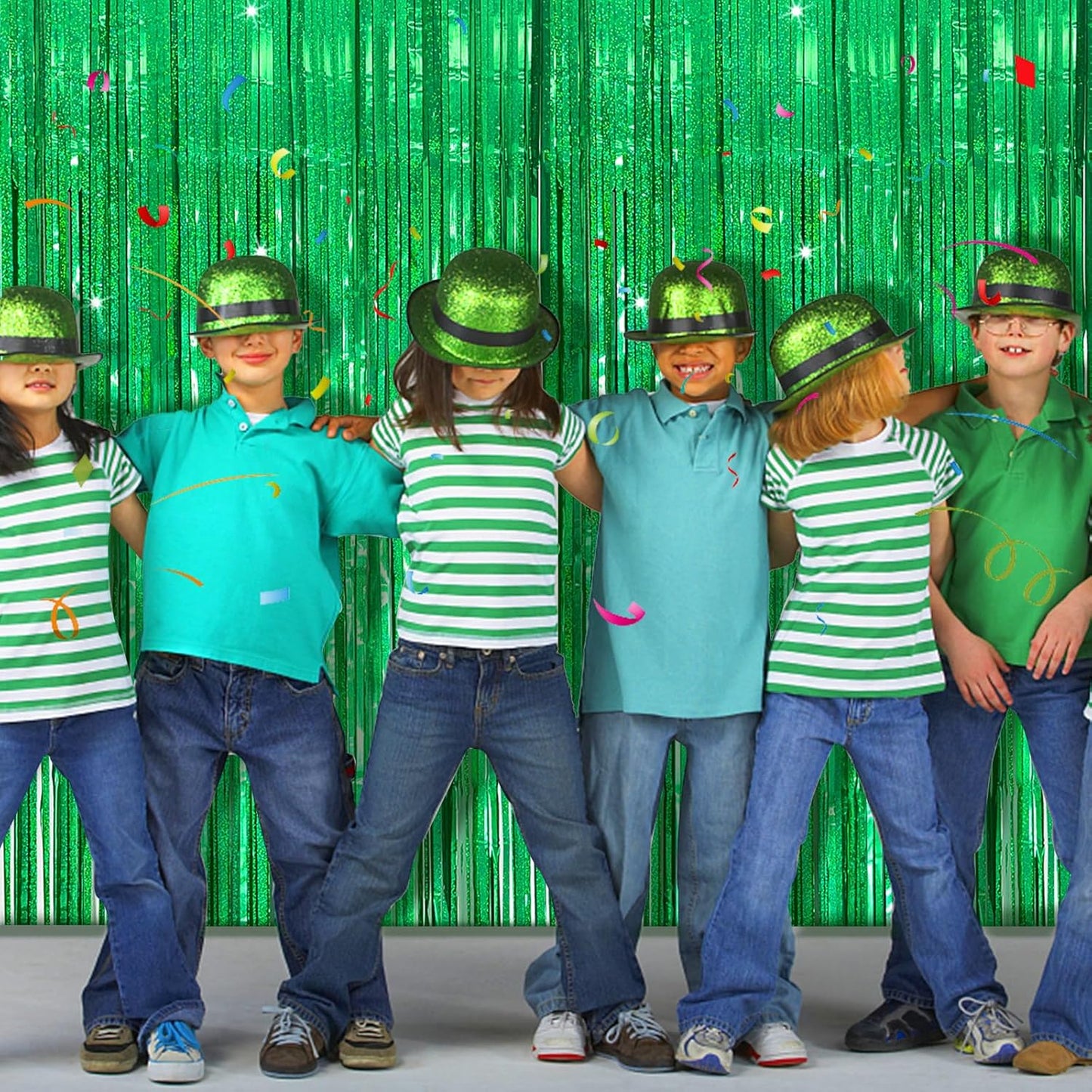 Tinsel Curtain Party Backdrop Green Birthday Decorations 2 Packs Glitter Foil Fringe Curtain Party Decor Streamers Photo Booth for Birthday Christmas Wedding Halloween Graduation Decorations