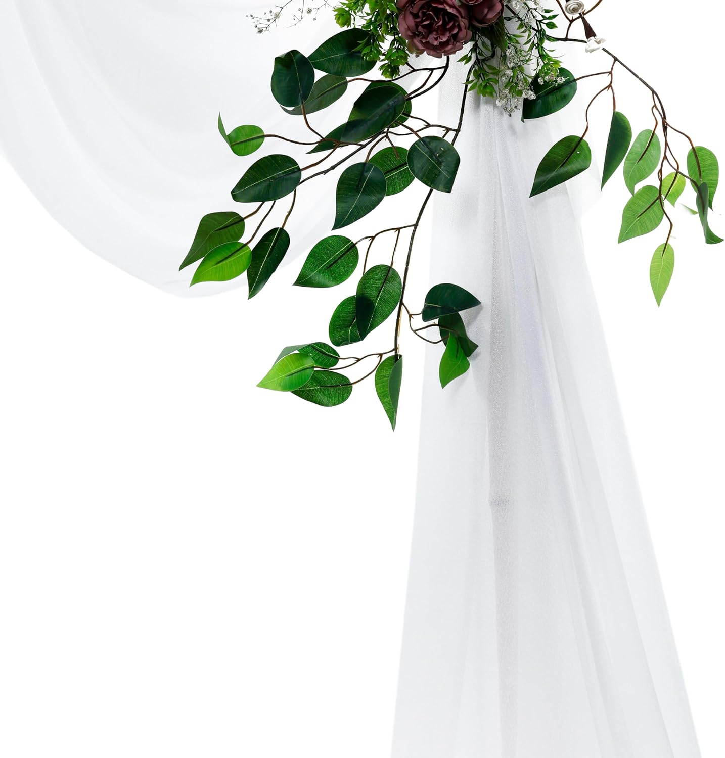 VDS Pack of 2 Panel (30 Inch X 30 Feet) Wedding Arch Draping Fabric Sheer Chiffon Fabric Drapery for Wedding Ceremony Reception Swag Backdrop Canopy Chuppah ARBO Altars Decoration (White)