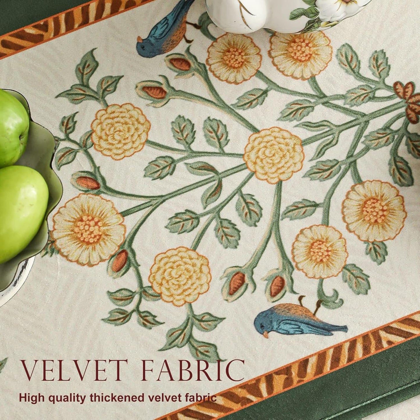 patdrea Velvet French Table Runner Farmhouse for Home Kitchen Dining Decor Parties Family Dinners Wedding 12"*71"