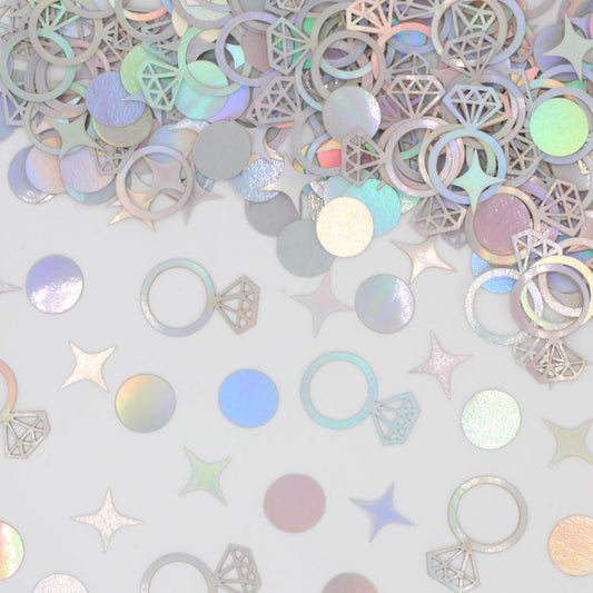300 PCS Iridescent Bachelorette Confetti, Engagement Confetti Wedding Shower Table Decorations, Ring Table Scatters for Bridal Shower Decorations