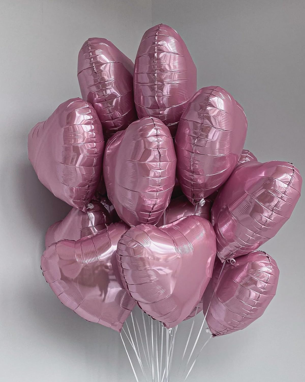 Pink Heart Balloons,10Pcs Foil Heart Shaped Love Balloons,18Inch Pearl Pink Helium Balloon for Valentines,Engagement,Birthday,Baby Shower,Wedding Party Decorations
