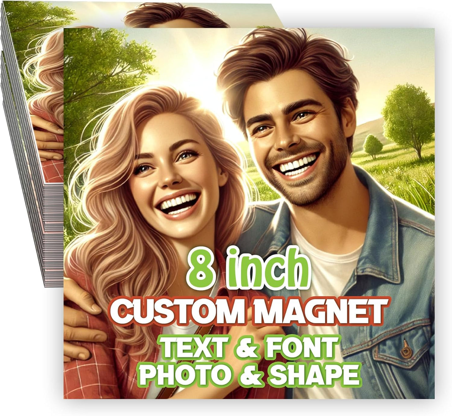KETABAO – 8" Create Your Own Photo Square Photo Magnet – Customized Magnetic Photo Frames for Refrigerators, Storage Cabinets and Cars