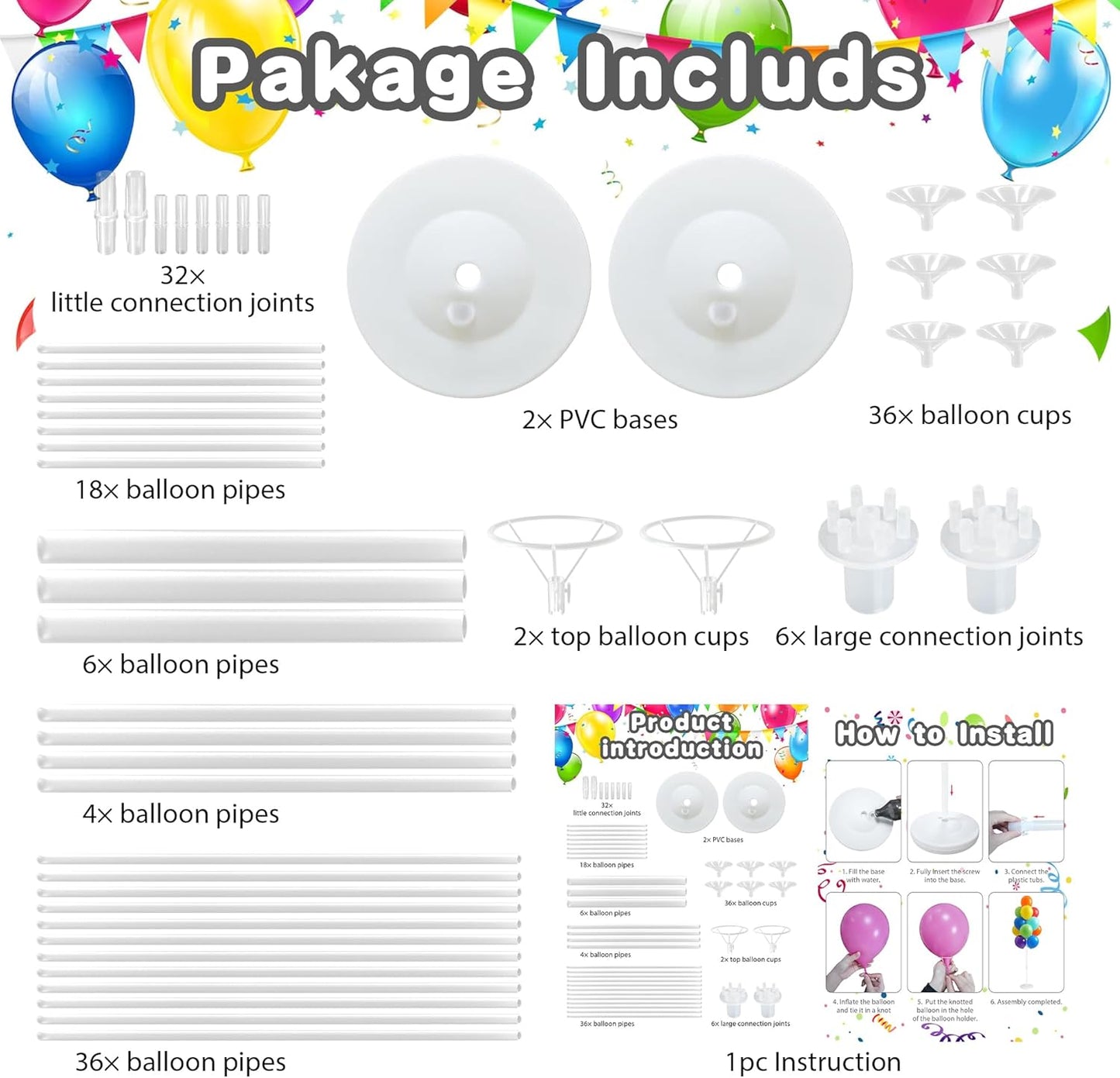 2 Sets Balloon Stand Kits, Balloon Stands for Floor, Balloon Sticks for Table, Acrylic Balloon Stand for Birthday Party Wedding Baby Shower Decorations