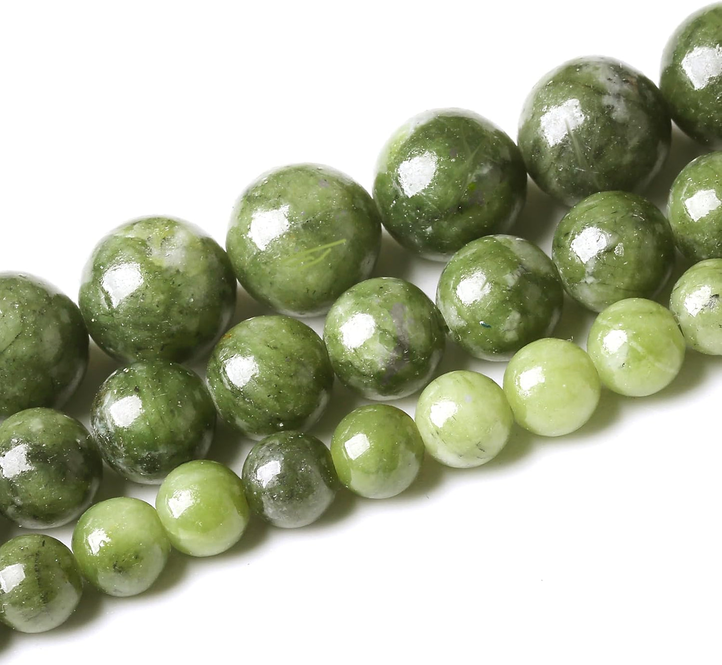 Matcha Green Jade Stone Beads Gemstone Round Crystal Energy Jade Beads Stone Beads for Jewelry Making DIY Bracelet Necklace Jewelry Making 1 Strand 15.5inch 4MM