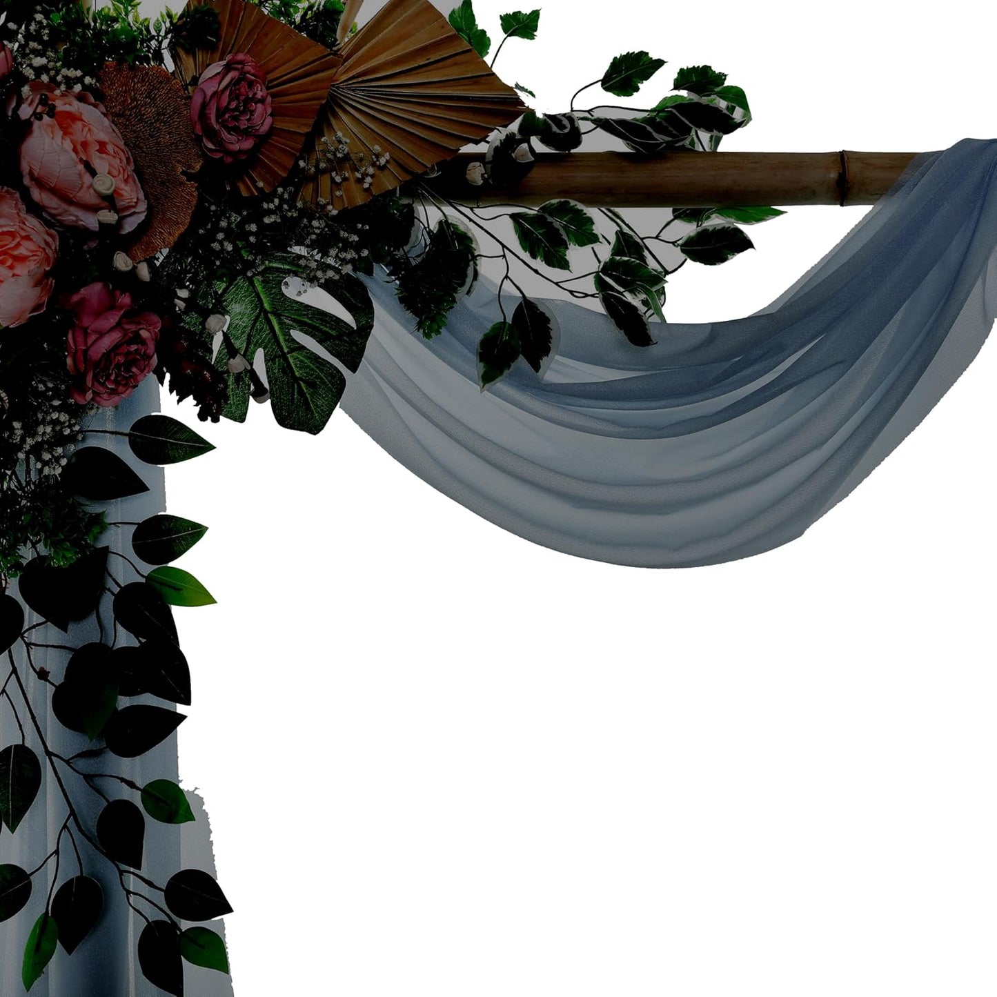 VDS Pack of 1 Panel (30 Inch X 30 Feet) Wedding Arch Draping Fabric Sheer Chiffon Fabric Drapery for Wedding Ceremony Reception Swag Backdrop Canopy Chuppah ARBO Altars Decoration (Dusty Blue)