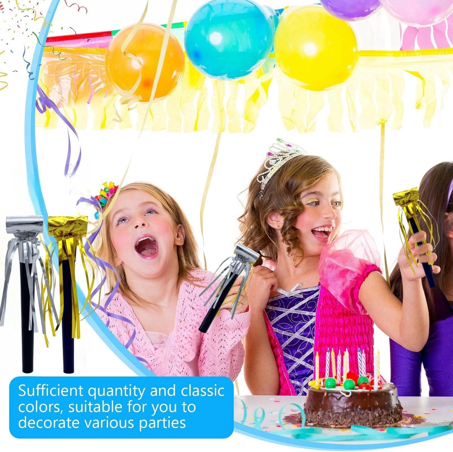 24 Pieces Party Squawkers Christmas Party Blowers Noise Makers for New Year Party Favor Supplies, Silver