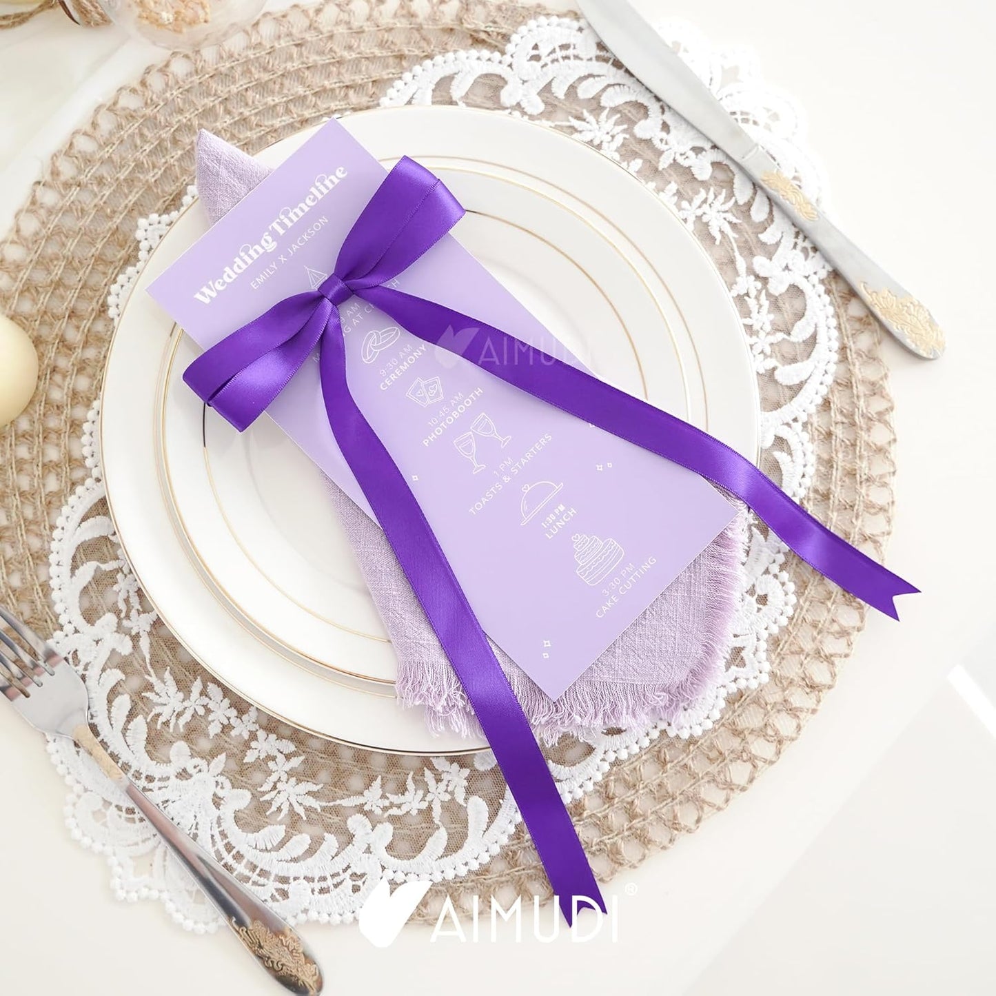 AIMUDI Purple Bows 5 × 10" Satin Bows for Gift Wrapping Twist Tie Bows Premade Ribbon Bows for Bouquets Invitations Baskets Crafts Wreaths Wedding Birthday Party Baby Shower Decorations, 36 PCs