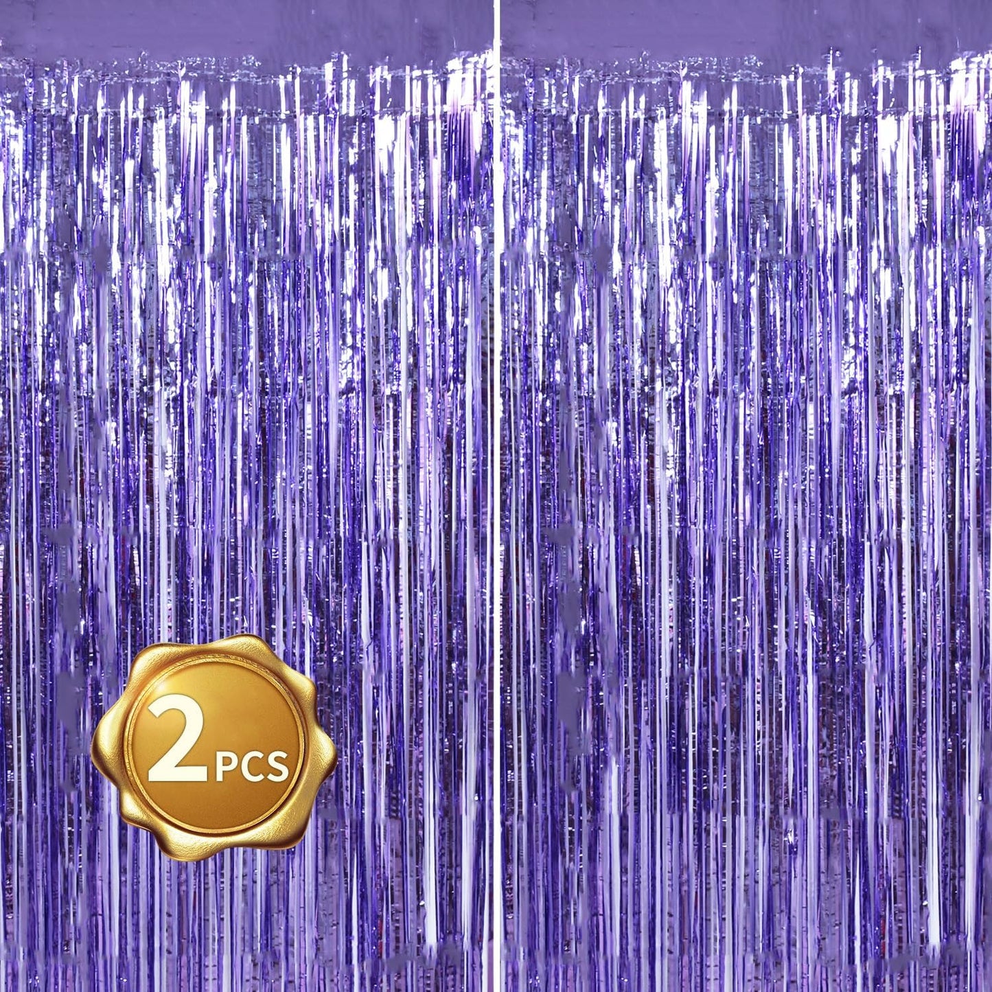 BEISHIDA 2 Pcs Light Purple Lavender Door Streamers Tinsel Curtain Party Streamers Backdrop Fringe Foil Wall Background for Birthday Halloween Wedding Sea Party Decoration(3.28 ft x 6.56 ft)