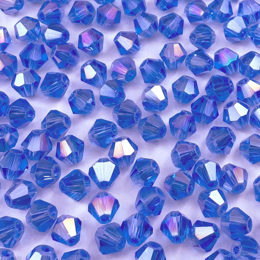 250pcs 6mm Bicone Crystal Glass Beads Loose Spacer Beads Faceted Craft Beads for Jewelry Making DIY Necklace Bracelet Earring Wind Chimes Suncatchers Ornamen(Light Blue AB)