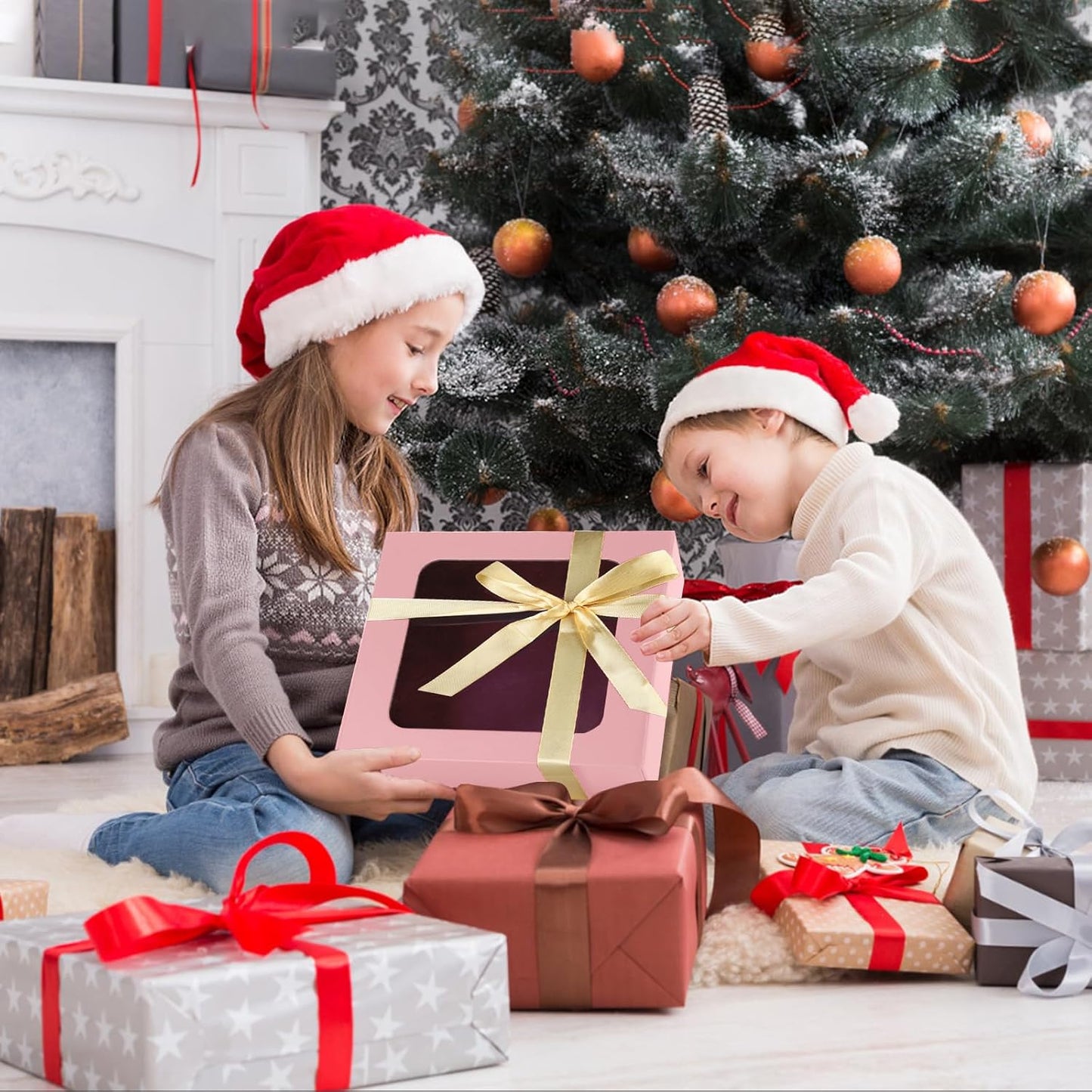 Pink Gift Boxes with Window,7.5"x7.5"x3.1" Bridesmaid Boxe for Gift Giving,Birthday Gift Box with Magnetic,Closure Lid Gift Boxes for Presents,Cute Boxe,Luxury for Gift Packaging,Gift Box for Wrapping Gifts