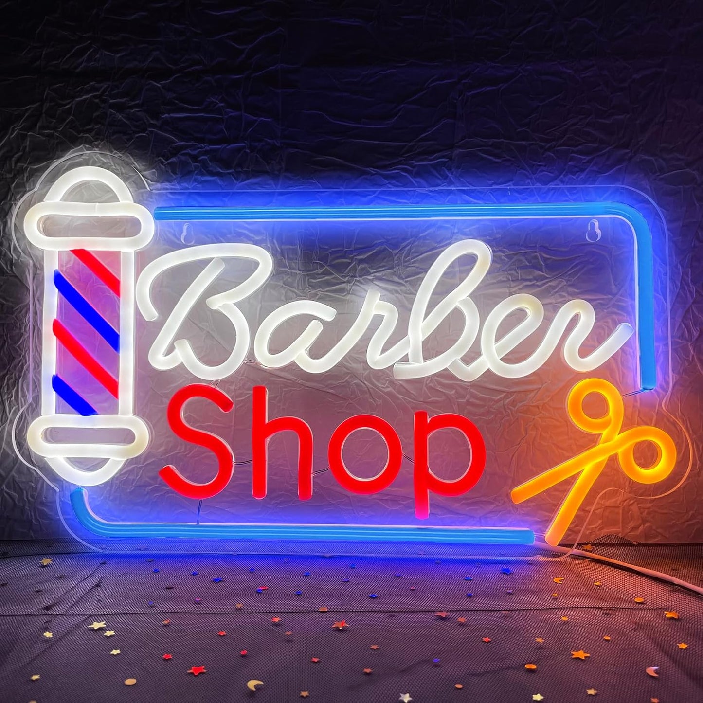 BarberShop Neon Sign Led Wall Window Decor Neon Light Up Barber Shop Station Pole Hair Salon Accessories USB Powered 16.5"x9.4"