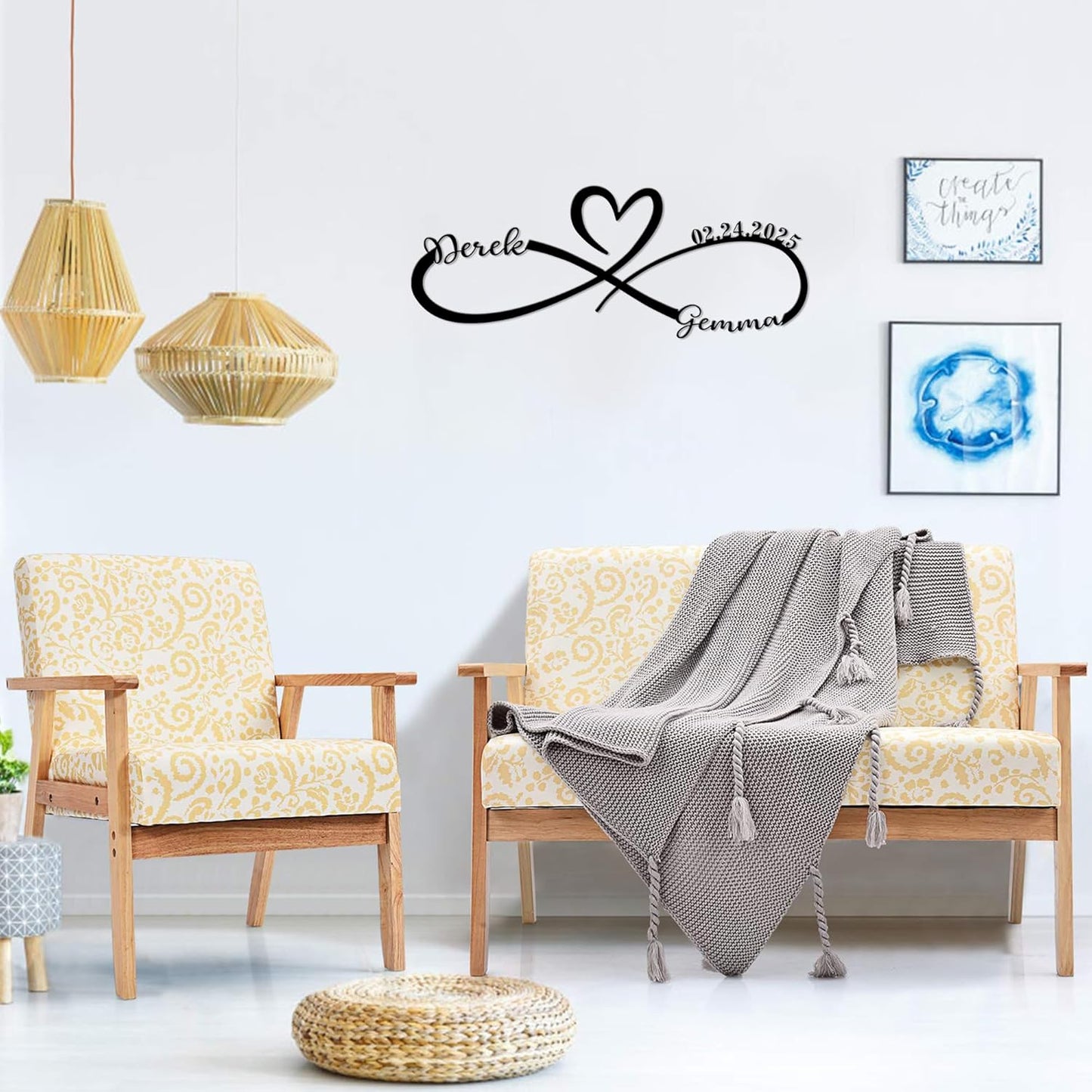 Personalized Valentine's Day Wedding Gifts For Couple Newlyweds, Custom Metal Infinity Signs With Name Date, Metal Name Signs Wall Art, Customized Anniversary Christmas Gifts For Women Men