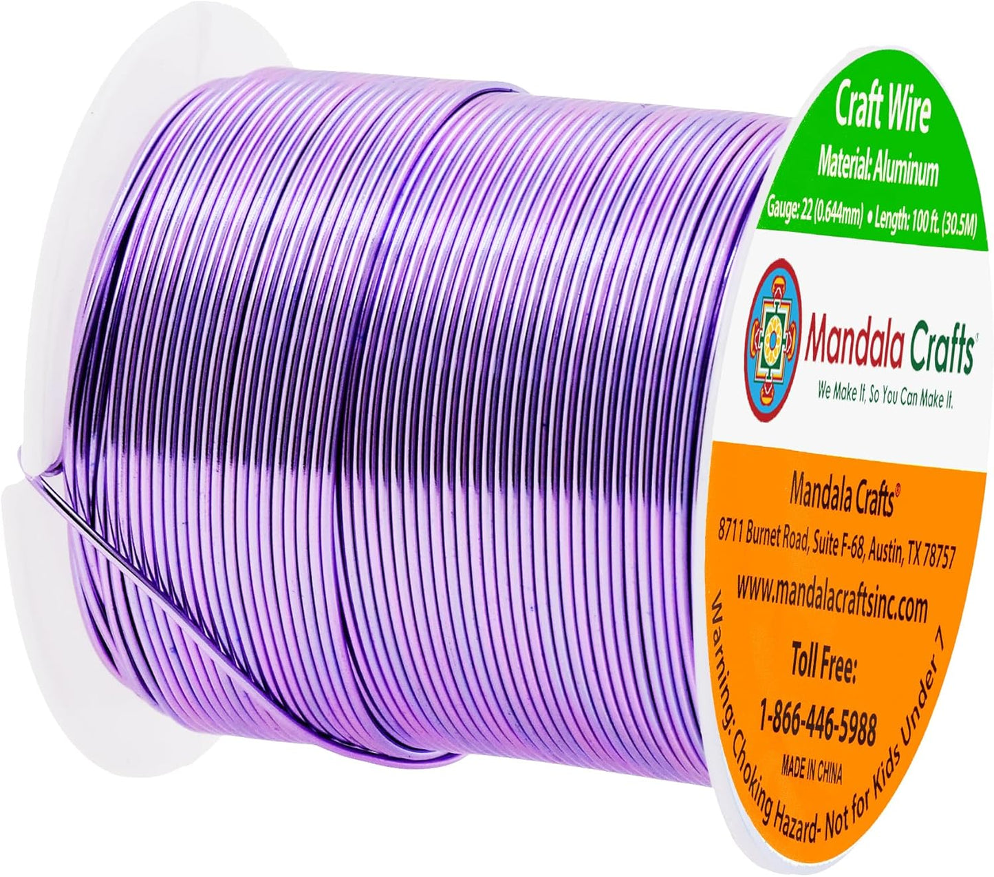 Mandala Crafts 22 Gauge Anodized Aluminum Craft Wire for Jewelry Making - 100 FT Colored Flexible Lavender Wire - Bendable for Bonsai Armature Crafting Sculpting