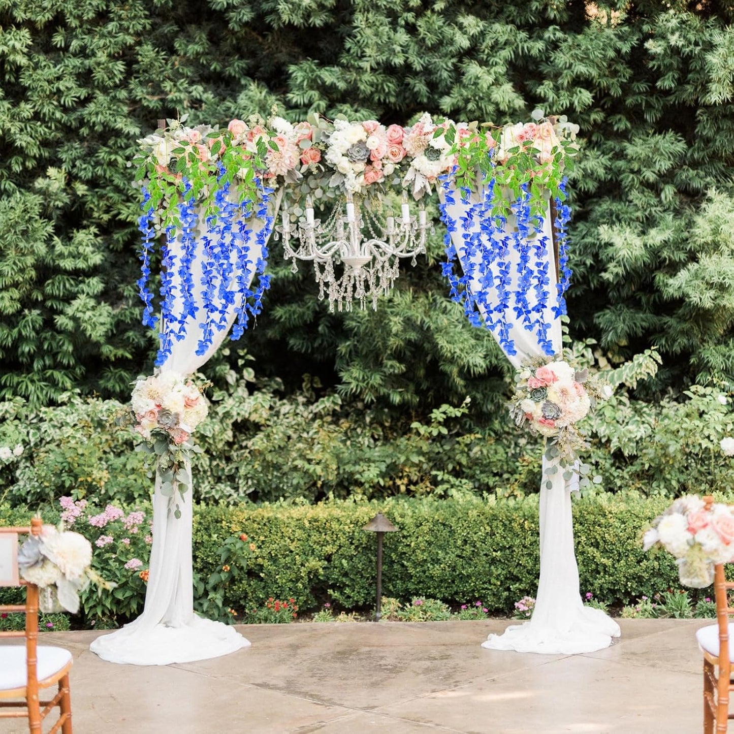 24 Pack Royal Blue Wisteria Hanging Flowers, 3.4 Ft Fake Hanging Flowers, Artificial Wisteria Garland Vines for Wedding Room Backdrop Outdoor Patio Garden Decoration