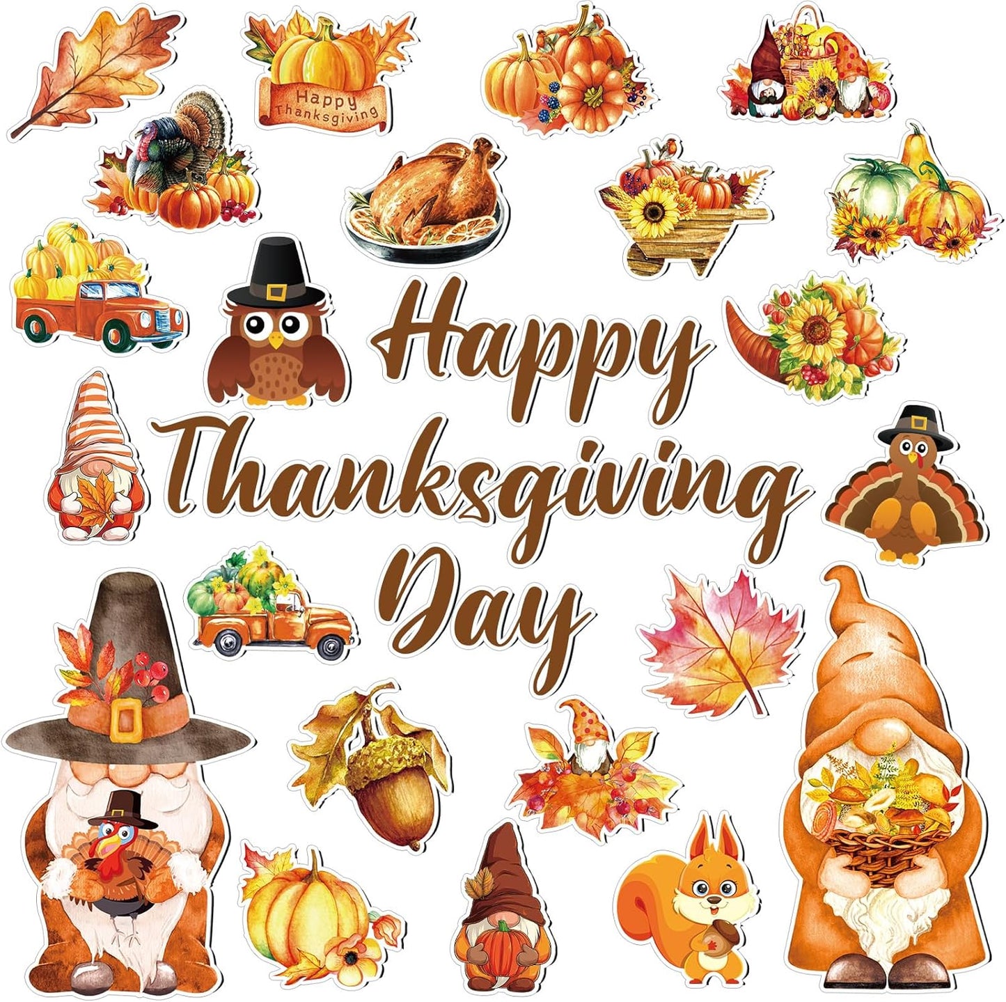 25 Pieces Thanksgiving Harvest Decoration Magnets for Refrigerator, Decorative Magnetic Fridge Stickers, Magnet Fall Autumn Signs Holiday Ornaments for Dishwasher Garage Door Kitchen Mailbox